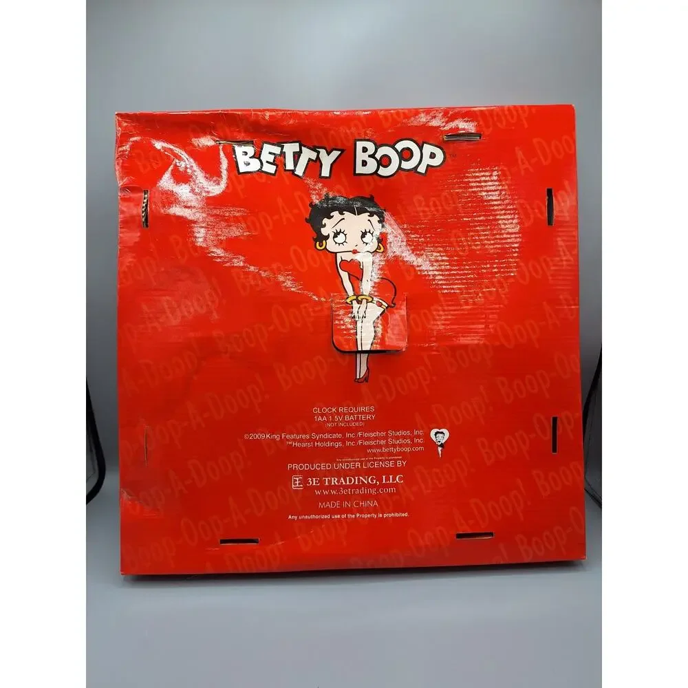 Betty Boop Red And White Glass Wall Clock 2009 Featuring Betty & Her Dog Tested